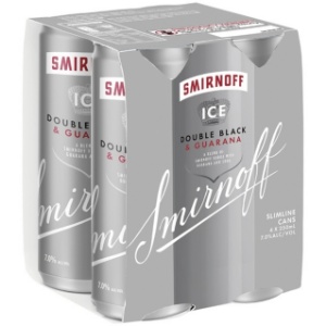 Picture of SmirnOff 7% Double Black Vodka Soda Guarana 4pack Cans 250ml